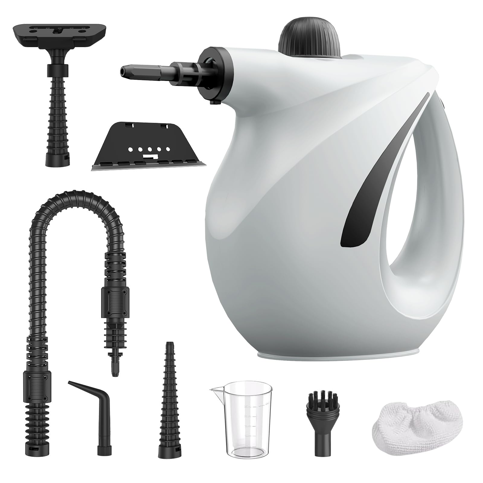 1200W Handheld Steam Cleaner, Portable Steamer for Cleaning with Detergent Container and Safety Lock, Pressurized Hand Held Steamer for Home, Kitchen, Bathroom, Car, Windows and Floors (gray)