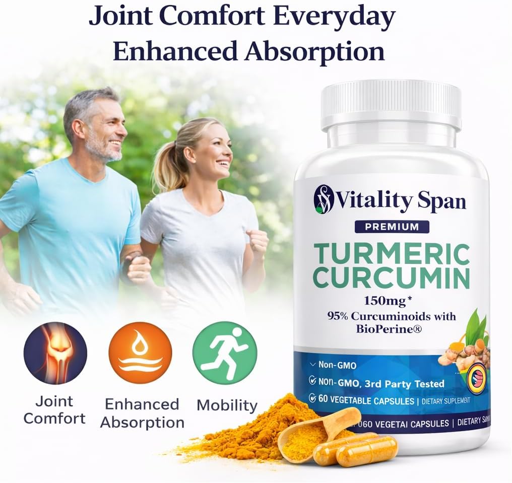 Turmeric Curcumin Supplement 1500mg, 95% Curcuminoids Ultra Potent, High Absorption Curcumin with Black Pepper, Non-GMO, Made in USA, 60 Veg Capsules - Image 2