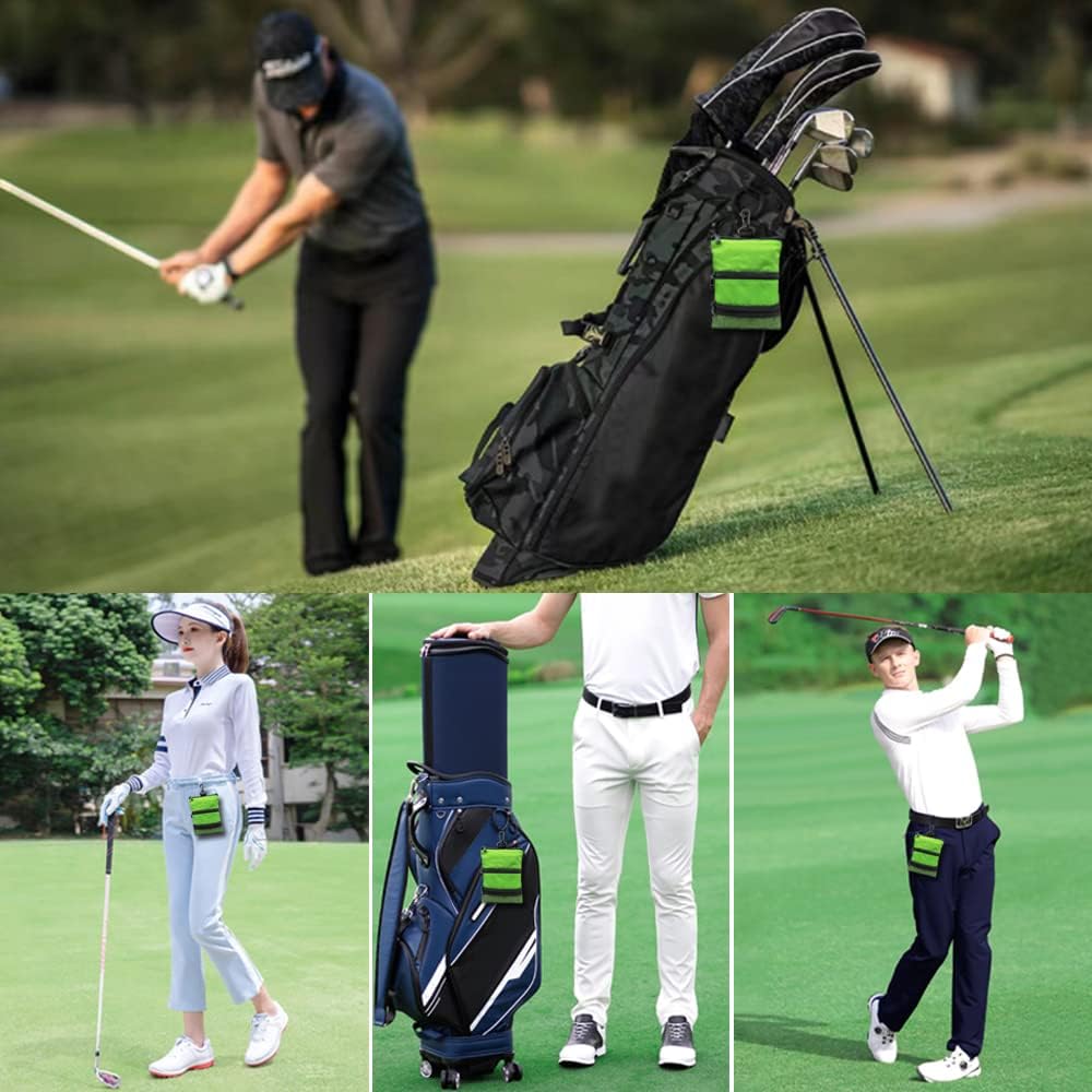 FINGER TEN Golf Pouch Bag for Valuables Tee Color with 4 Free Golf Pencil Pack, Zippered Pocket Gear Clip Hook to Bag