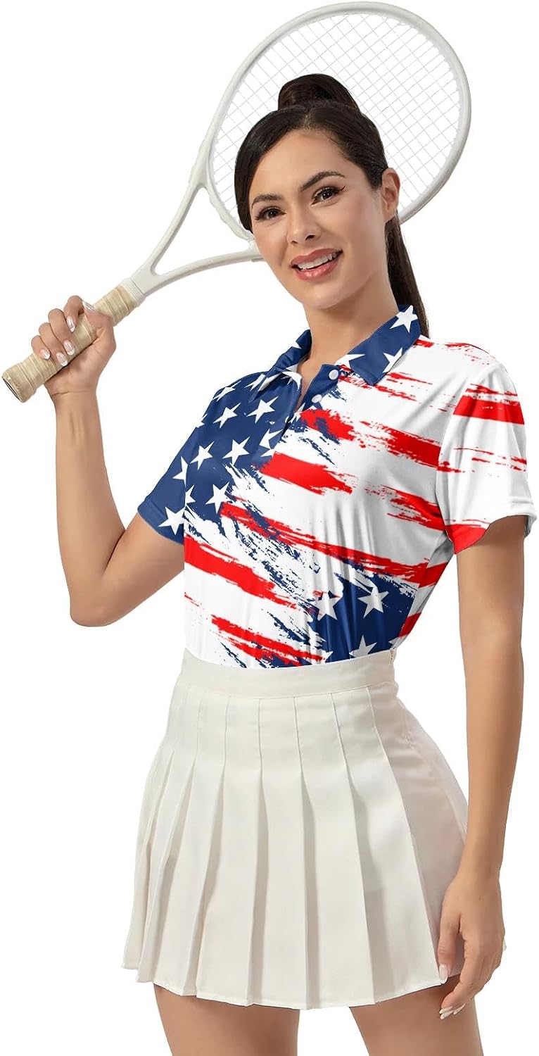 Womens Golf Shirt Funny Polo Shirts Golf Outfits Shirts Collared Printed Tennis Tops Ladies Golf Shirts Golf Gift