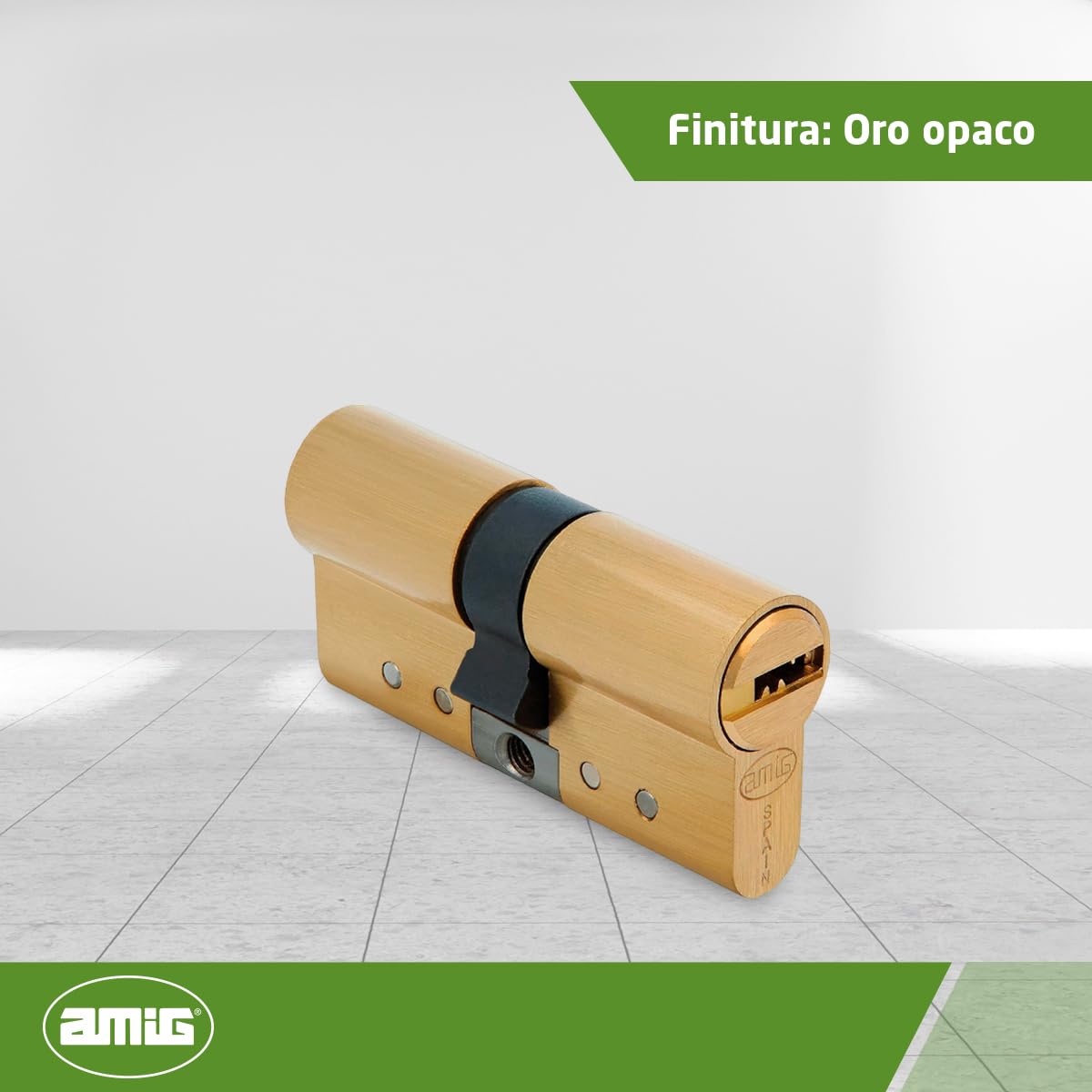 Amig - Serrure de Cylindre Sécurité Modèle 20000 | Haute Protection Anti-Perçage | Anti-Bumping et Crochetage | Installation Facile, Mat, 62 mm, Laiton
