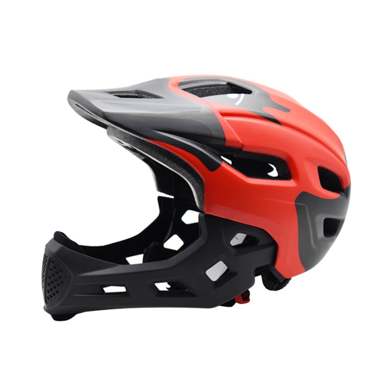 Casco Integral para niños y jóvenes, Casco con Protector de Barbilla Desmontable, Casco de Descenso, tamaño de la Circunferencia de la Cabeza: 50–56 cm, Rojo, para Ciclismo, Bicicleta de