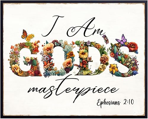 Bible Verse Floral Wall Art - positive Affirmations Christian Wall Decor for Women, Girls, Teen - Inspirational Scripture Wall Art - Psalm, Prayer,