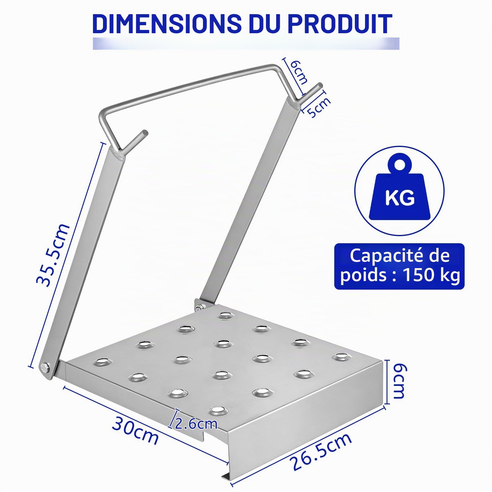 DBREAKS Plateforme de Travail Plate-Forme Escalier 150kg Acier Allié