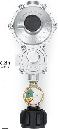 Miniatura 2 de Stanbroil Regulador horizontal de propano de dos etapas con calibre, estándar 3/8 hembra NPT y QCC1, ideal para parrilla de gas, RV, calentador de