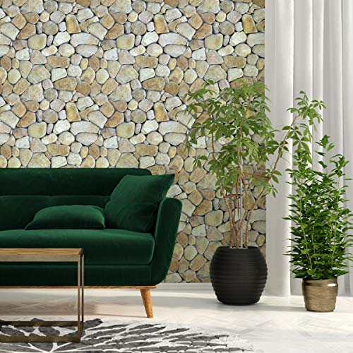Ambiance Sticker Adhésif Revêtement Mural - Sticker Mur Matériaux Parement de Pierre pour Salle de Bain, Cuisine et Salon | Autocollants Effet Papier Peint...