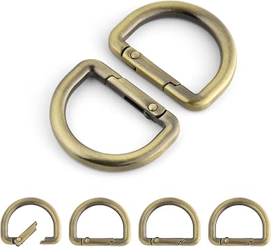 10pcs 1 Inch Spring D Ring Purse Clip, Metal Carabiner Keychain Clips for Bag Strap Hook, Key Fob Holder, Dog Tag Clasp, Paracord Keyring Bronze