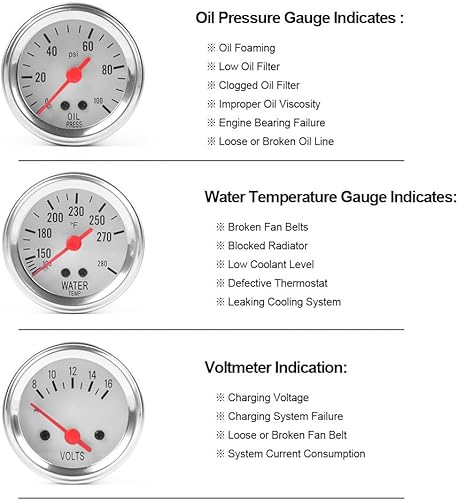 Miniatura 4 de Dyno Racing 2inch 52MM Kit de medidor triple medidor de voltios Medidor de temperatura de agua Medidor de presión de aceite Medidor de presión
