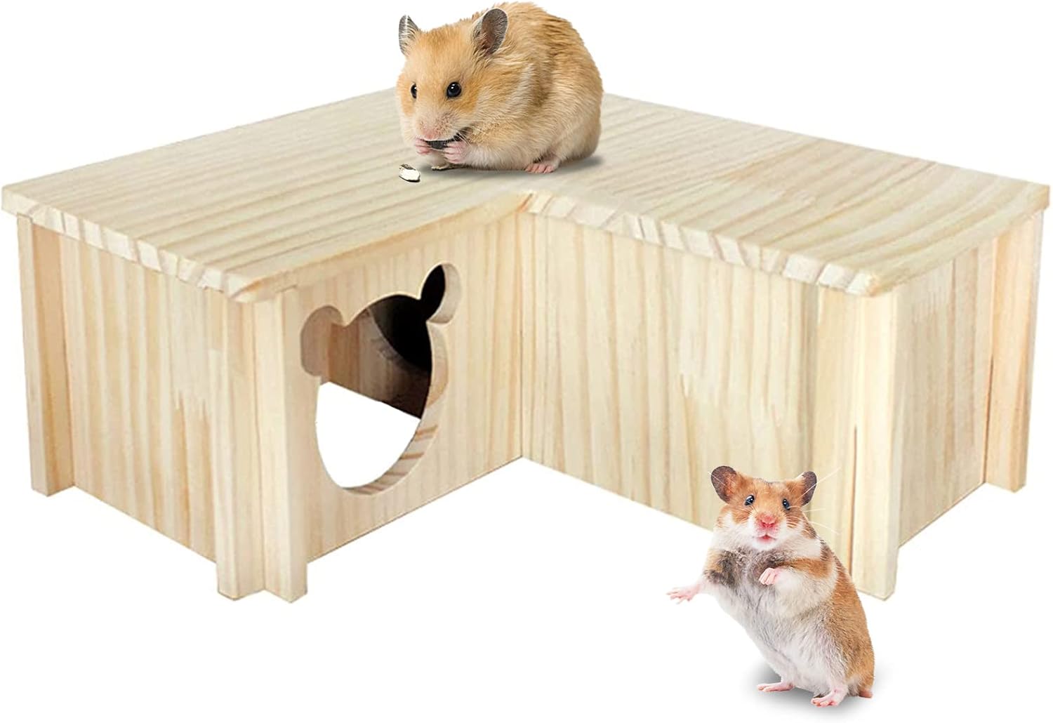 Hamiledyi Natural Wooden Hamster Maze – Multi-Chamber Detachable Small Animal Habitat with Exploring Tunnels, Enrichment Activity Toys for Dwarf Hamsters, Gerbils, Mice, Rats, Lemmings