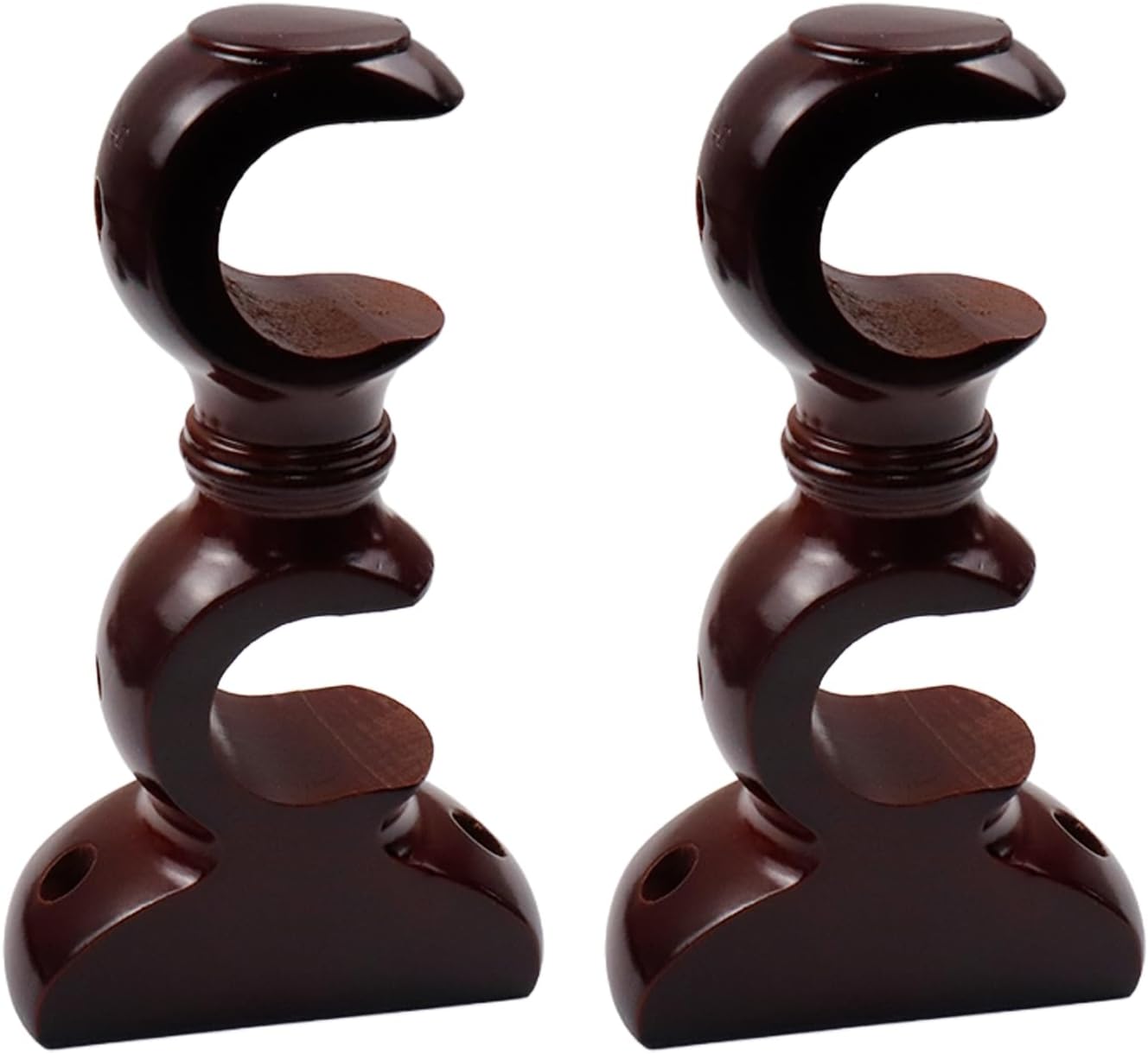 Antrader Double Curtain Rod Bracket Wall Mounted Rod Holder,White,2Pcs | Wooden Double Brackets Curtain Hangers for Wall