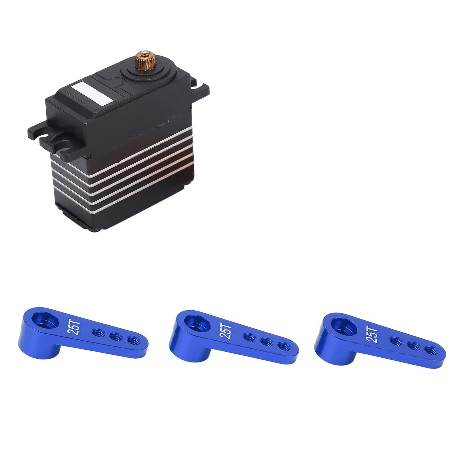 Braccio servo per servo, 3 Pezzi RC in Alluminio 25T Servo per Braccio sterzo in Metallo Accessori per Parti di aggiornamento RC per Auto RC 1/8 1/10 (Blue