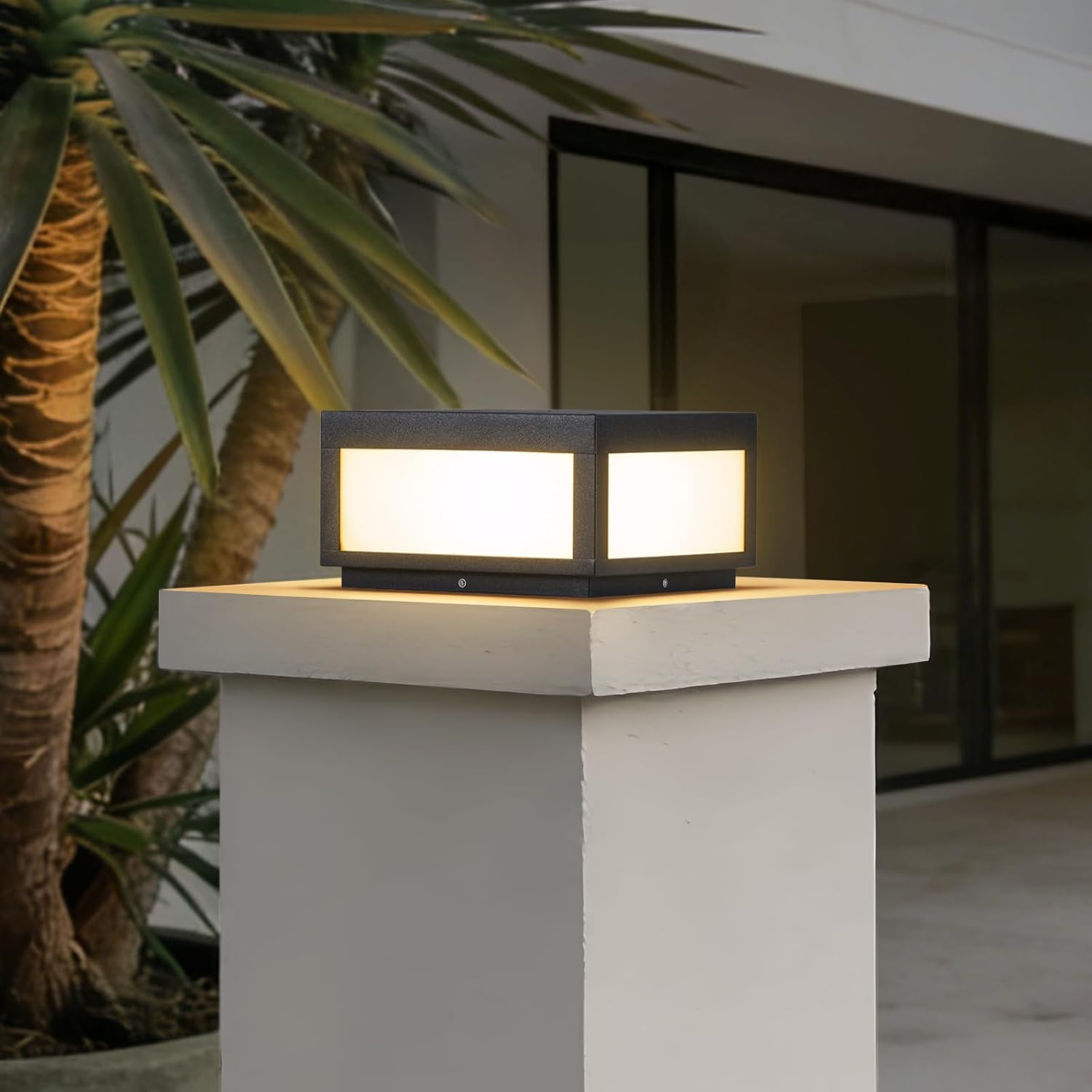 Outdoor Post Lights, 11.8'' Hard Wired Column Lights, Modern Pillar Light Waterproof, 3000K LED Large Patio Gate Posts Lamp Fence Deck Lamps Landscape Lighting for Driveway Pathway Entrance