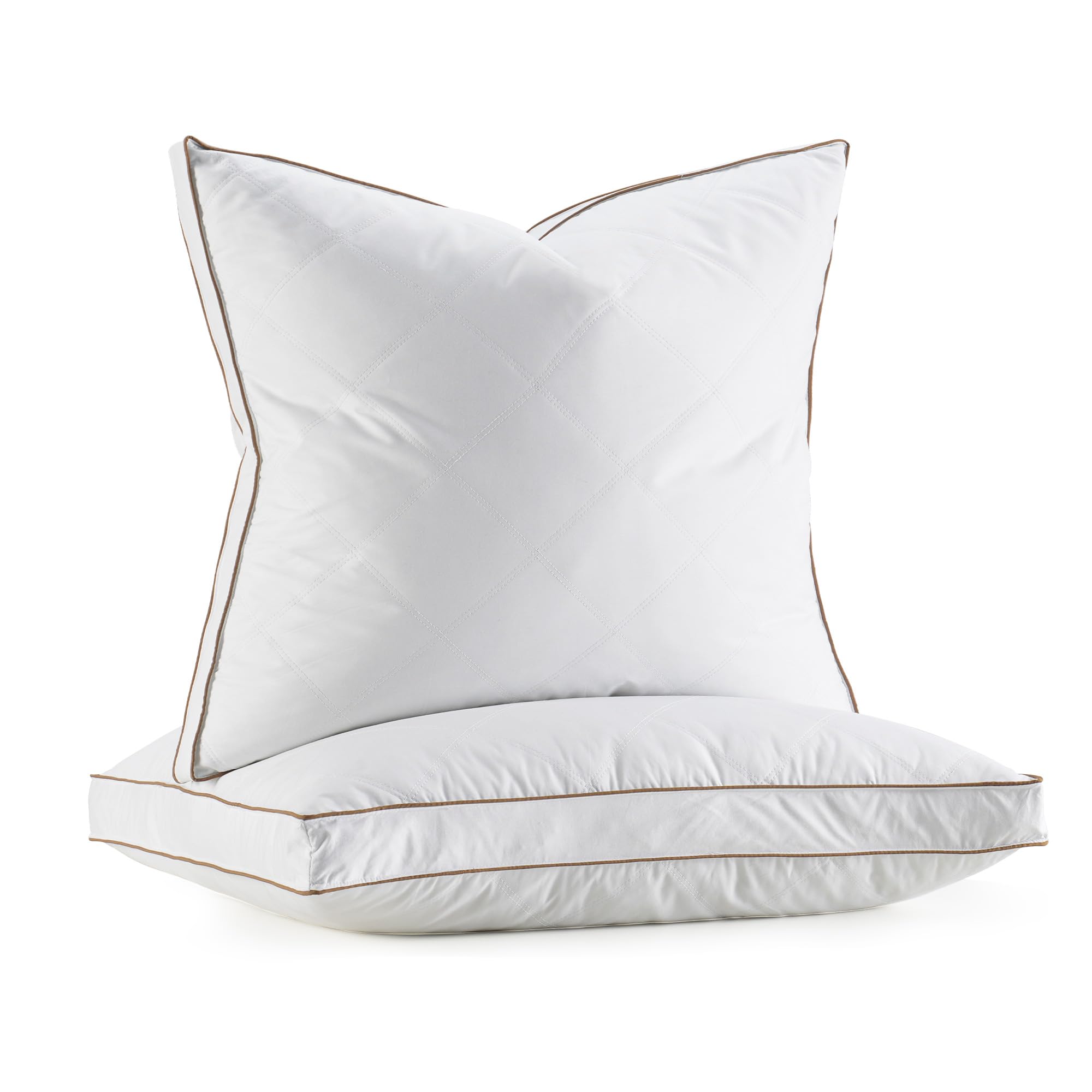 Deodar Juego de 2 Almohadas de Plumas 65 x 65 cm, Funda de Algodón | Transpirables, hipoalergénicas y lavables, con certificación Öko-Tex y RDS para un descanso cómodo y seguro