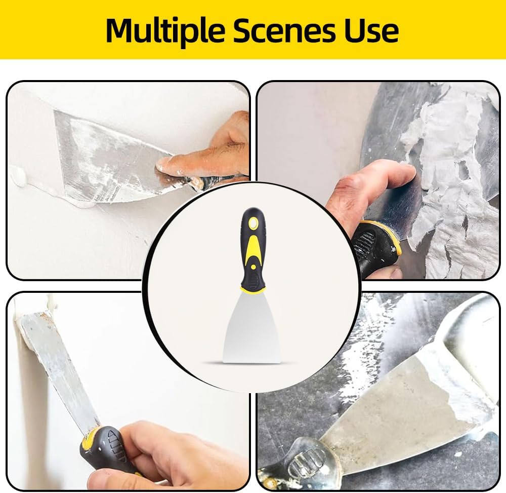 6Pcs Putty Knife Set, 1" 2" 3" 4" 5" 6" Scraper, Spackle Knife, Paint Scraper, Stainless Steel No Rusting, For Repairing Drywall, Removing Wallpaper, Mud, Plaster, Applying Putty, Cement