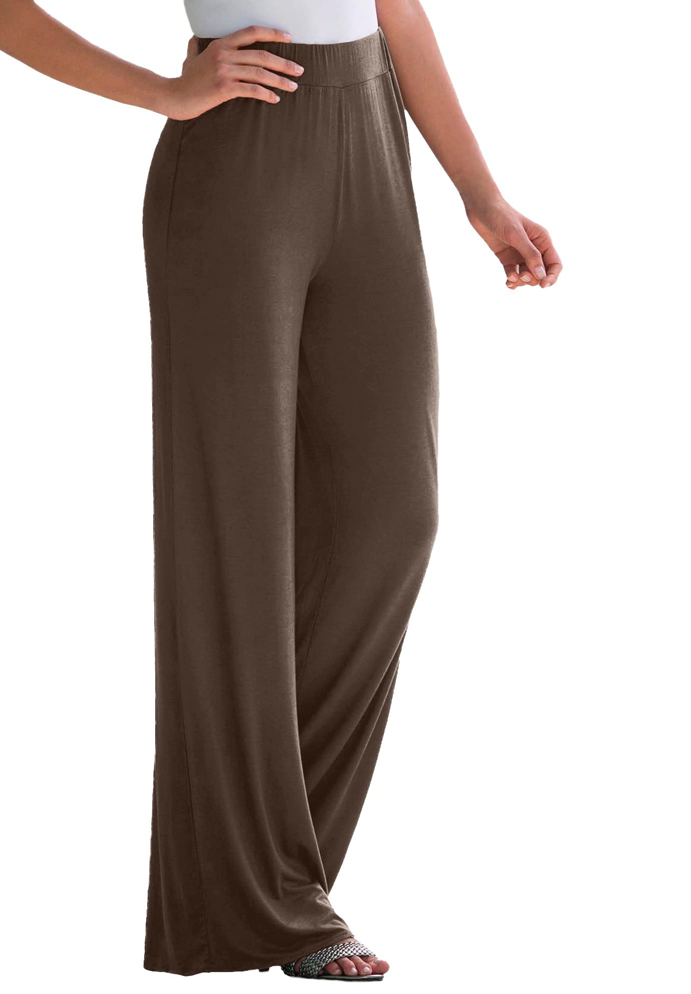 Jessica London Womens Plus Size Petite Everyday Stretch Knit Wide Leg Pant