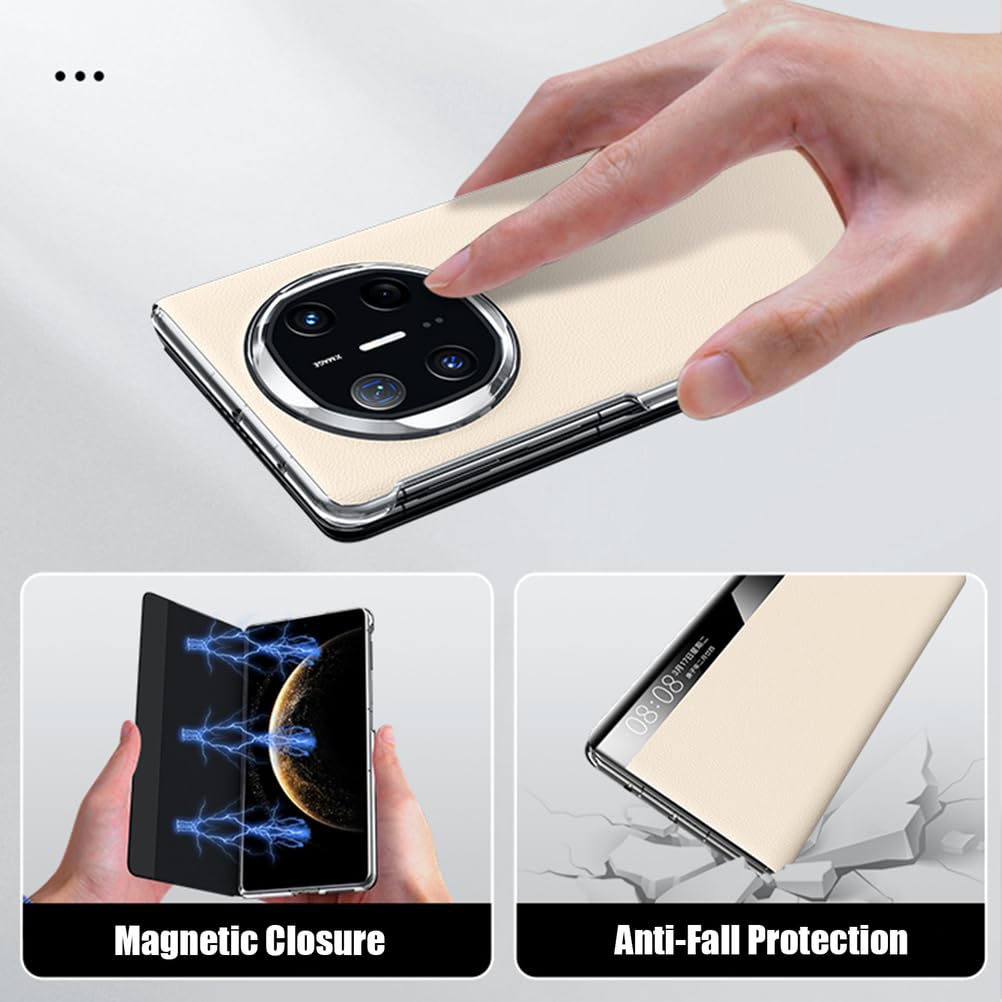 Etui z prawdziwej skóry do HUAWEI Mate X6, ultracienkie magnetyczne etui ochronne z funkcją widoku okna, lekkie, luksusowe etui, różowe, Mate X6