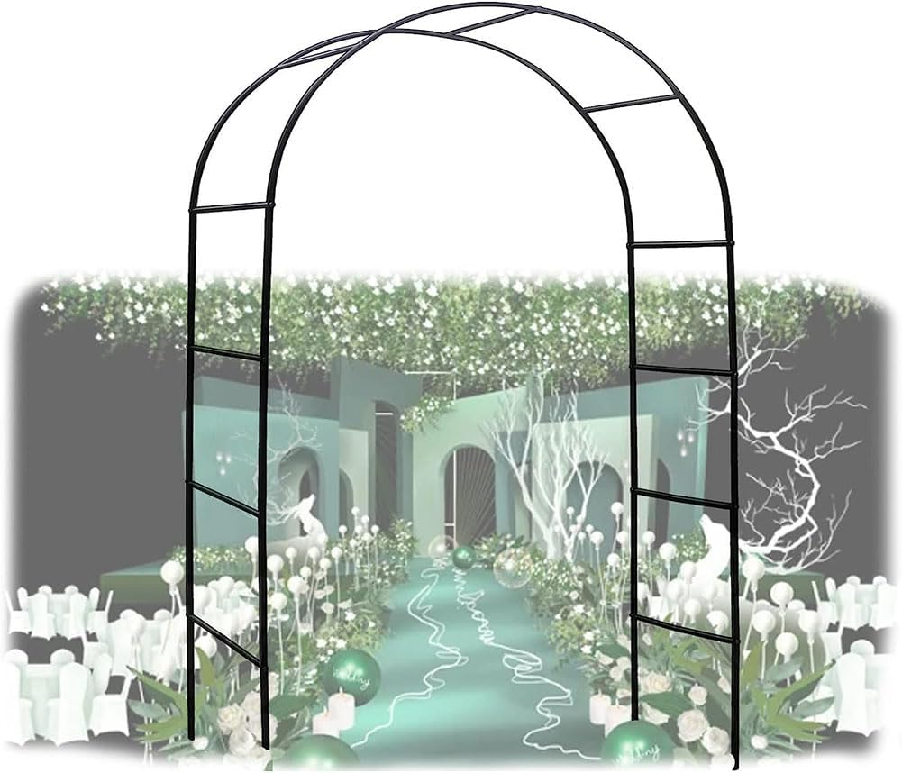 1.2M 1.4M 1.8M Black Metal Garden Arch, Heavy Duty Rose Arch, for Various Climbing Plant, Outdoor Garden Lawn Backyard Archway Decoration,White,W1.8M*H2.2M