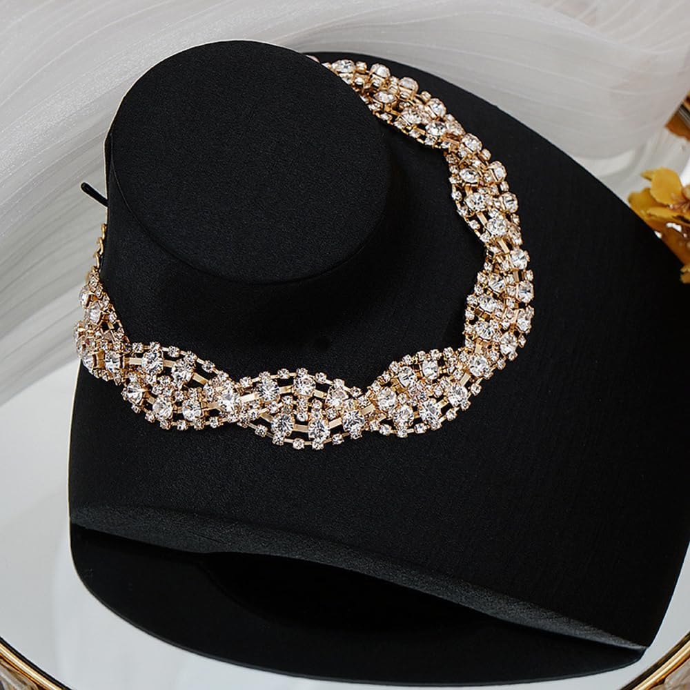 JWICOS Women Rhinestone Choker Necklace Silver Sparkly Necklace Crystal Necklace Chain Jewelry for Wedding Prom Party - Image 4
