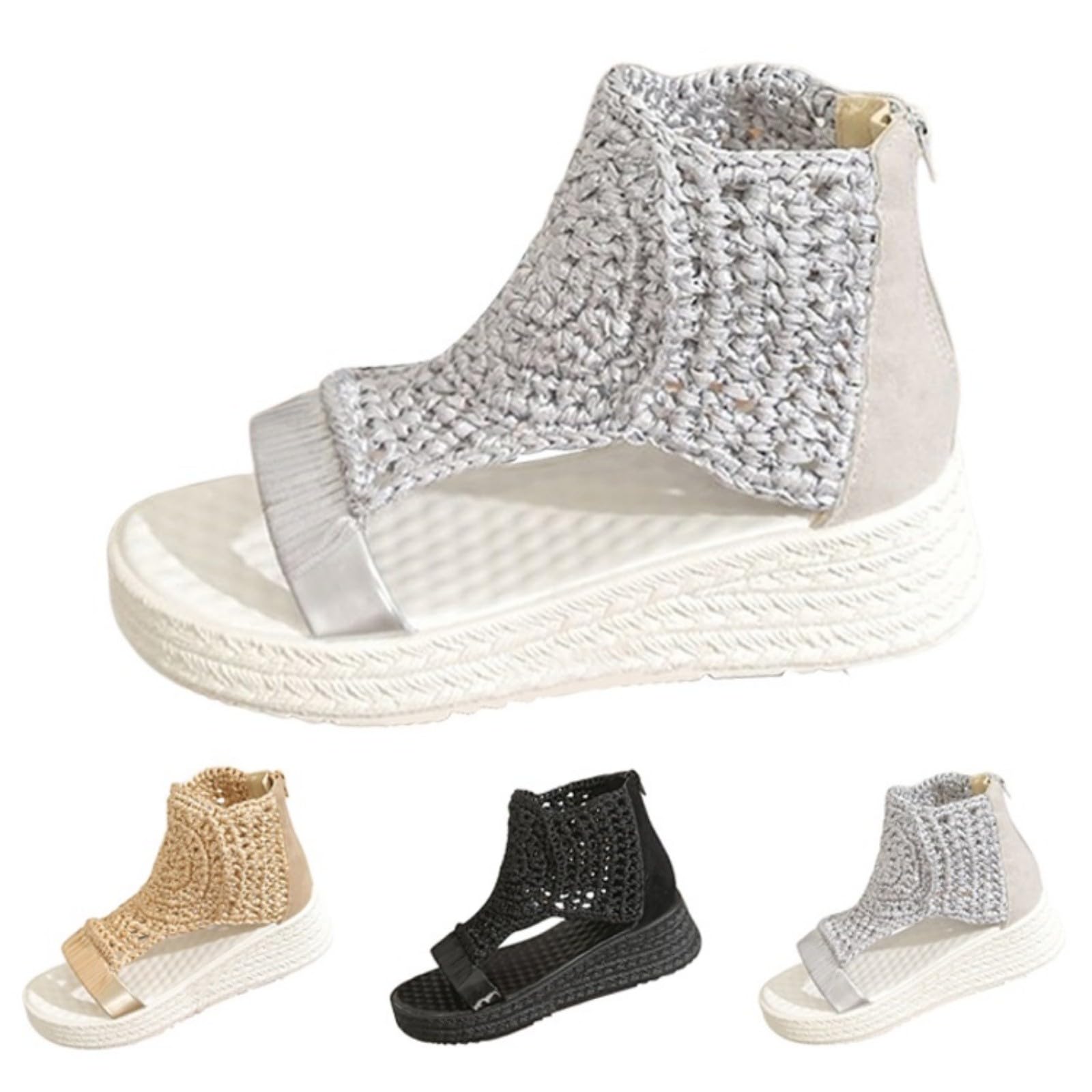 Sandalias Tacón Plataforma Mujer, Sandalias Tacón plano Cremallera