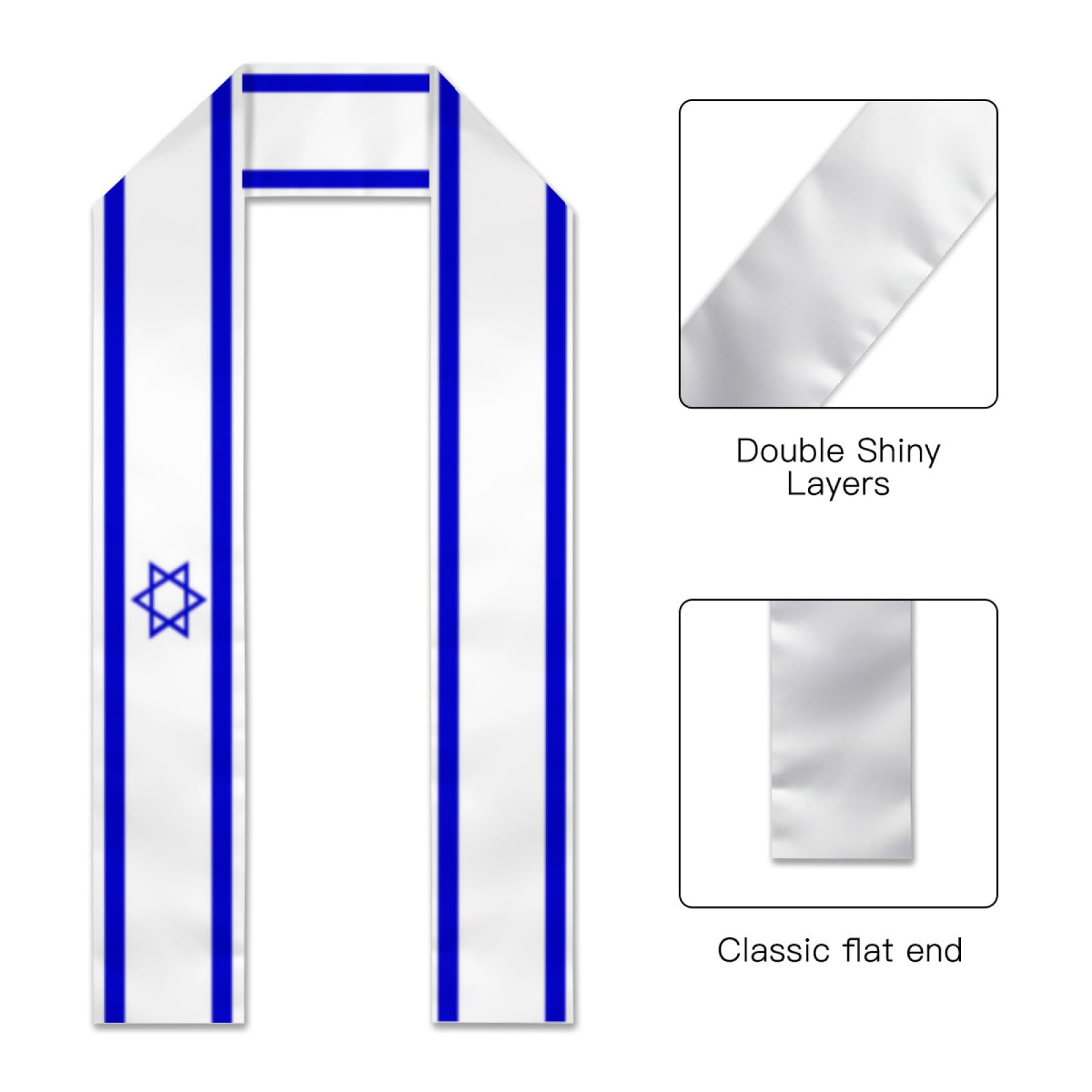 Vintage Israel Israeli Flag Graduation Stole Sash Shawl for Men Women Thickened Scarf Flattenedfor International Students Teachers Study Aboard Graduate Gift 72 inches Unisex