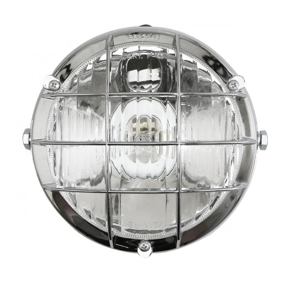 RSM Optique phare avant tout chromé avec grille + témoin compatible avec mobylette MBK 51 125mm