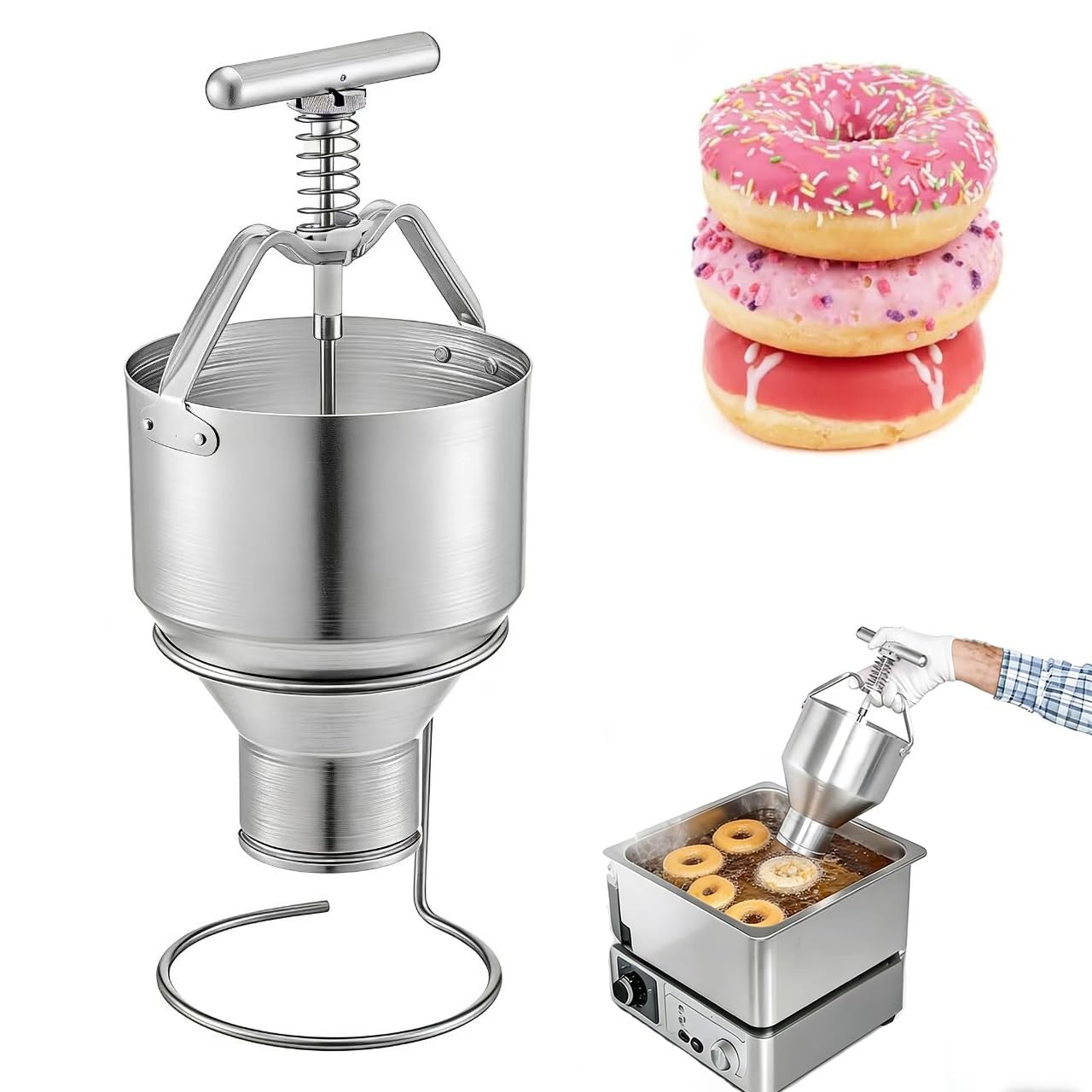 Manueller Donut-Depositor mit verstellbarer Breite und Ständer für Zuhause und Bäckerei