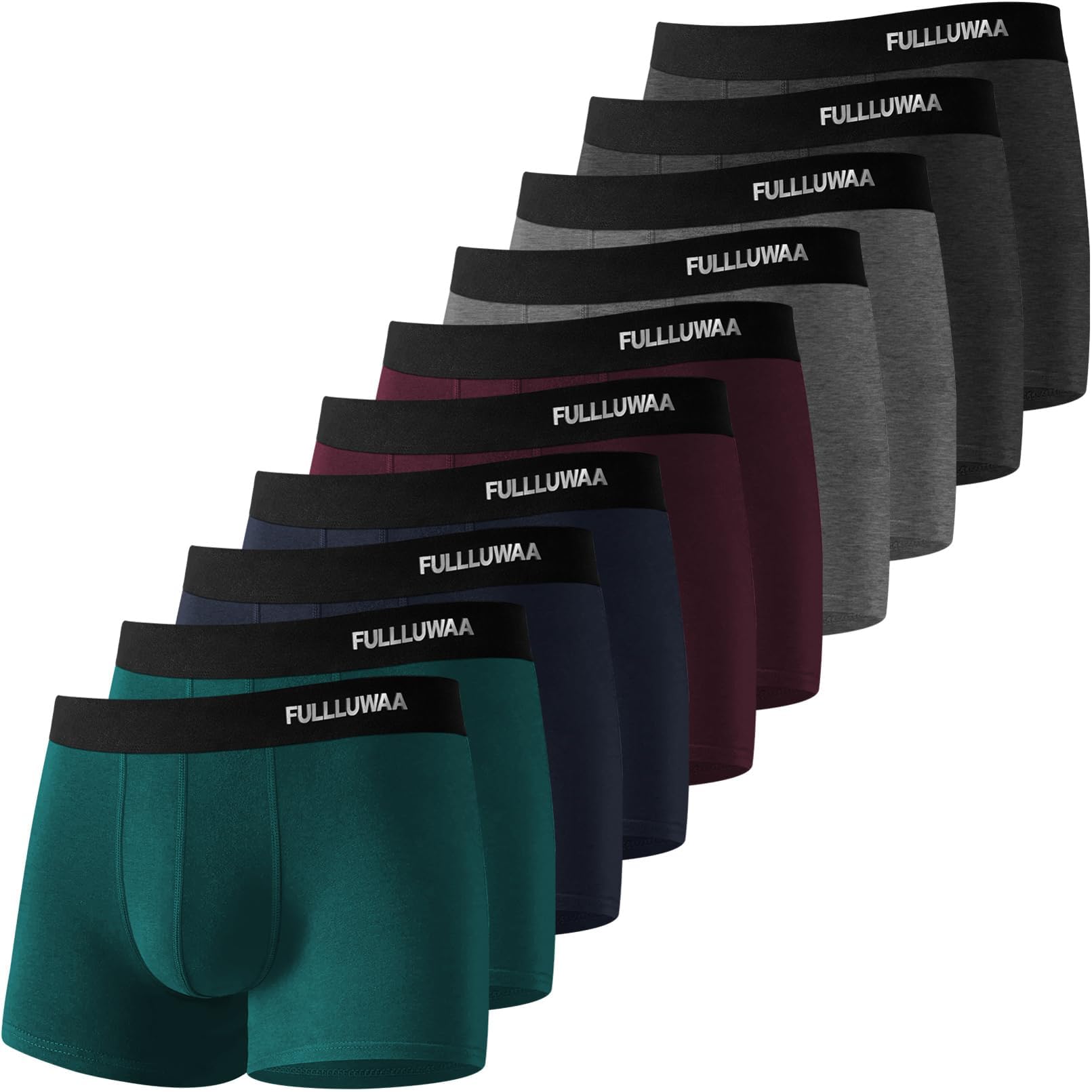 Fullluwaa Boxer Homme Coton Lot de 10 Doux Ceinture Élastique