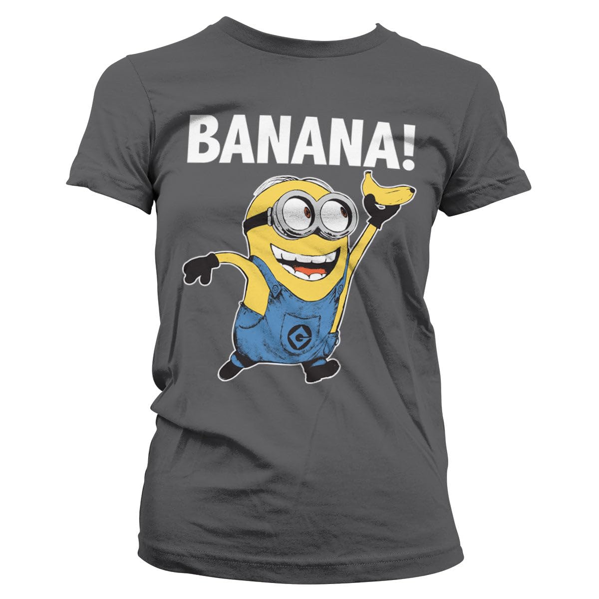 MINIONS Officially Licensed Banana! Women T-Shirt (Dark Grey), S