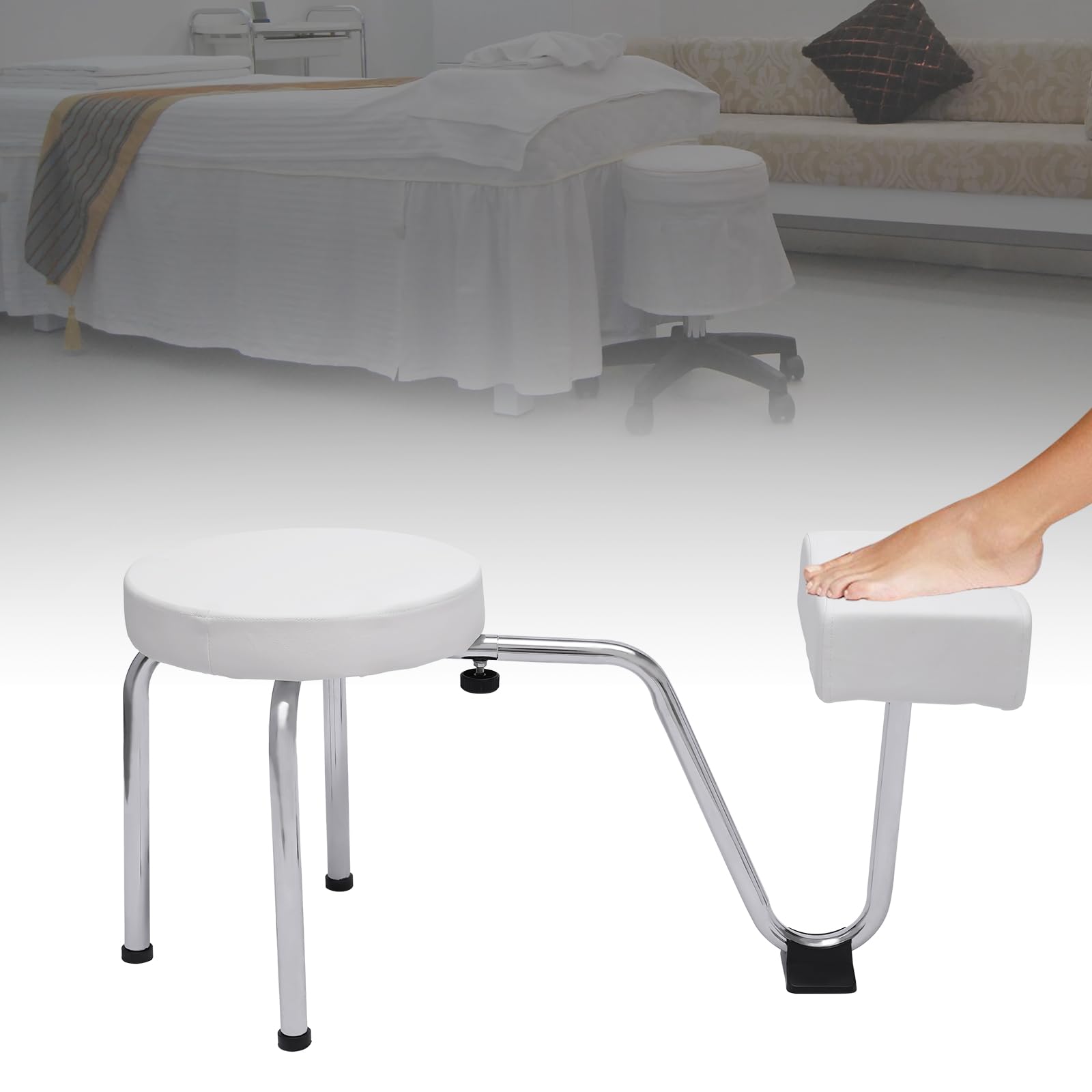 Taburete 2 en 1 para pedicura, reposapiés para pedicura, reposapiés con reposapiés de altura ajustable, bandeja de PVC, reposapiés para uñas, spa, salón de belleza y salón de belleza