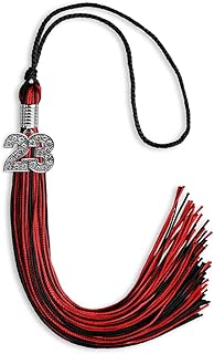 Endea Graduation Mixed Double Color Tassel with Silver Bling Charm (Black/Red, 2023)
