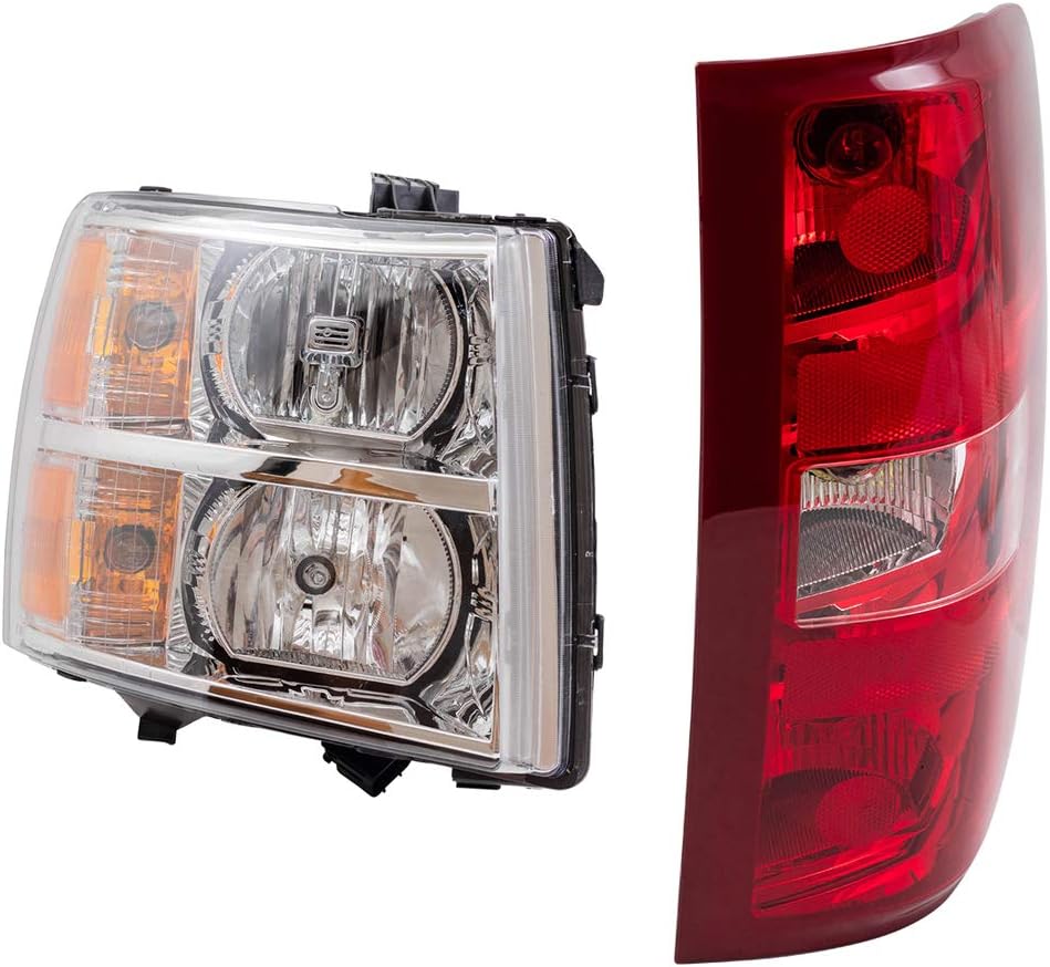 Brock Headlight and Tail Light Assemblies Compatible with 2007-2013 Silverado 1500, 2007-2014 Silverado 2500/3500 excluding dual rear wheels