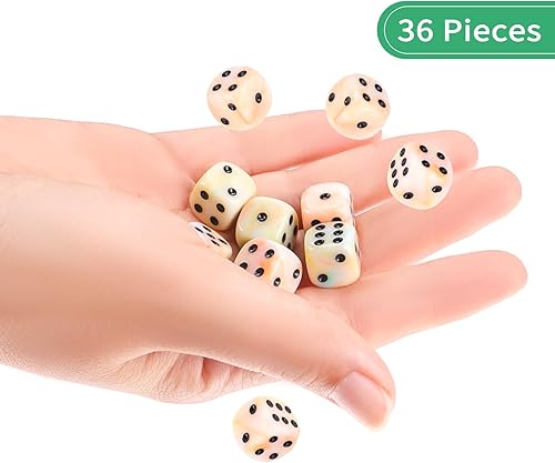 Miniatura 218 de Juego de 36 dados mini de 0.472 in, 6 caras, juego de dados con patrón de perlas, 6 dados estándar para Yahtzee, Bunco o enseñanza de matemáticas