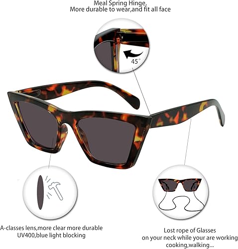 Miniatura 5 de OCCI CHIARI Gafas de sol de lectura para mujer, protección UV, lentes de lectura para exteriores, 0.5 0.75 1.0 1.5 2.0 2.5 3.0 3.5 4.0 (marrón, 300)