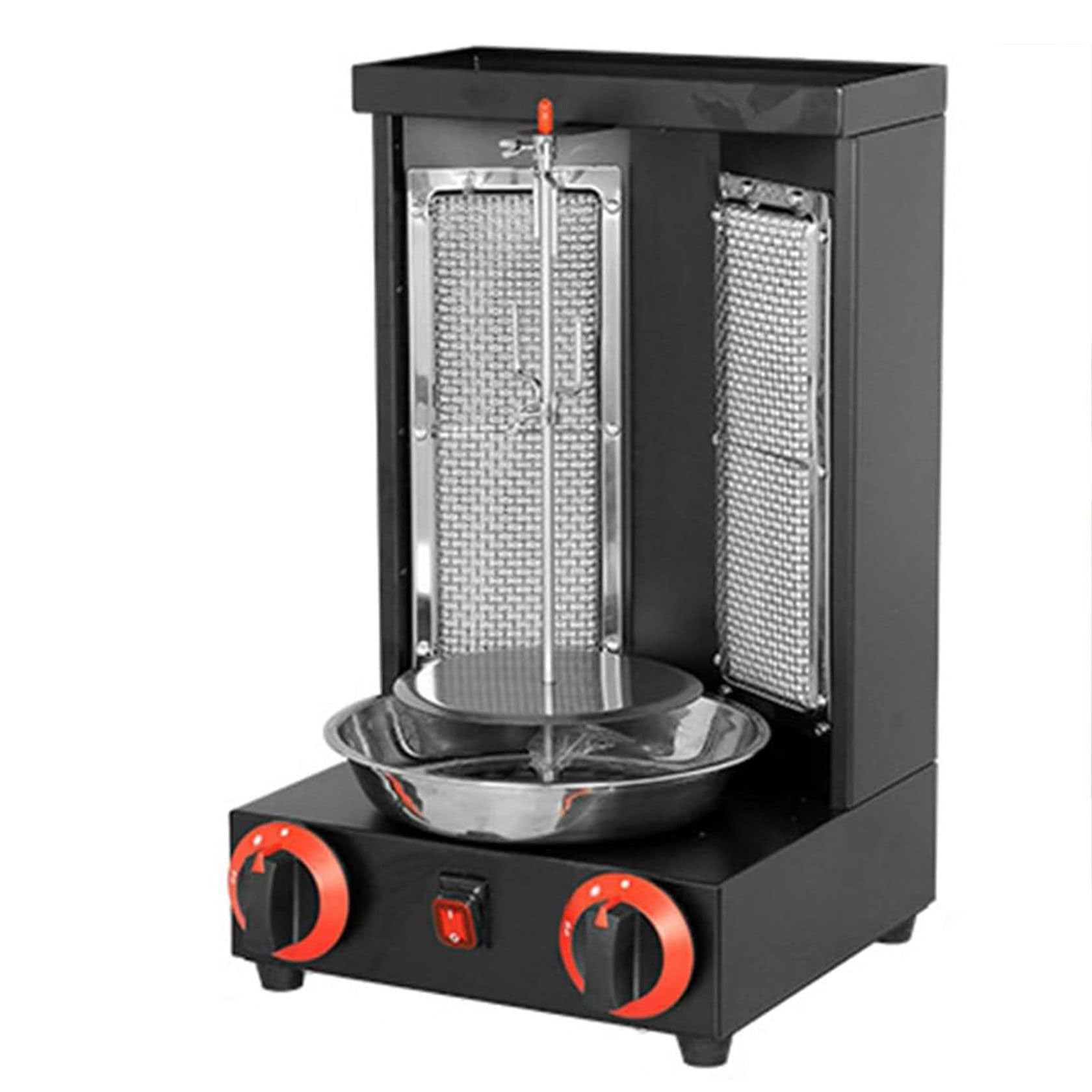 YEHOZZ Vertical Rotisserie Kebab Grill, Stainless Steel Gas Broilers Home Rotisserie Oven, Grill Doner Kebab Machine with Temperature Adjustment Switch, 50-300?,Black-M