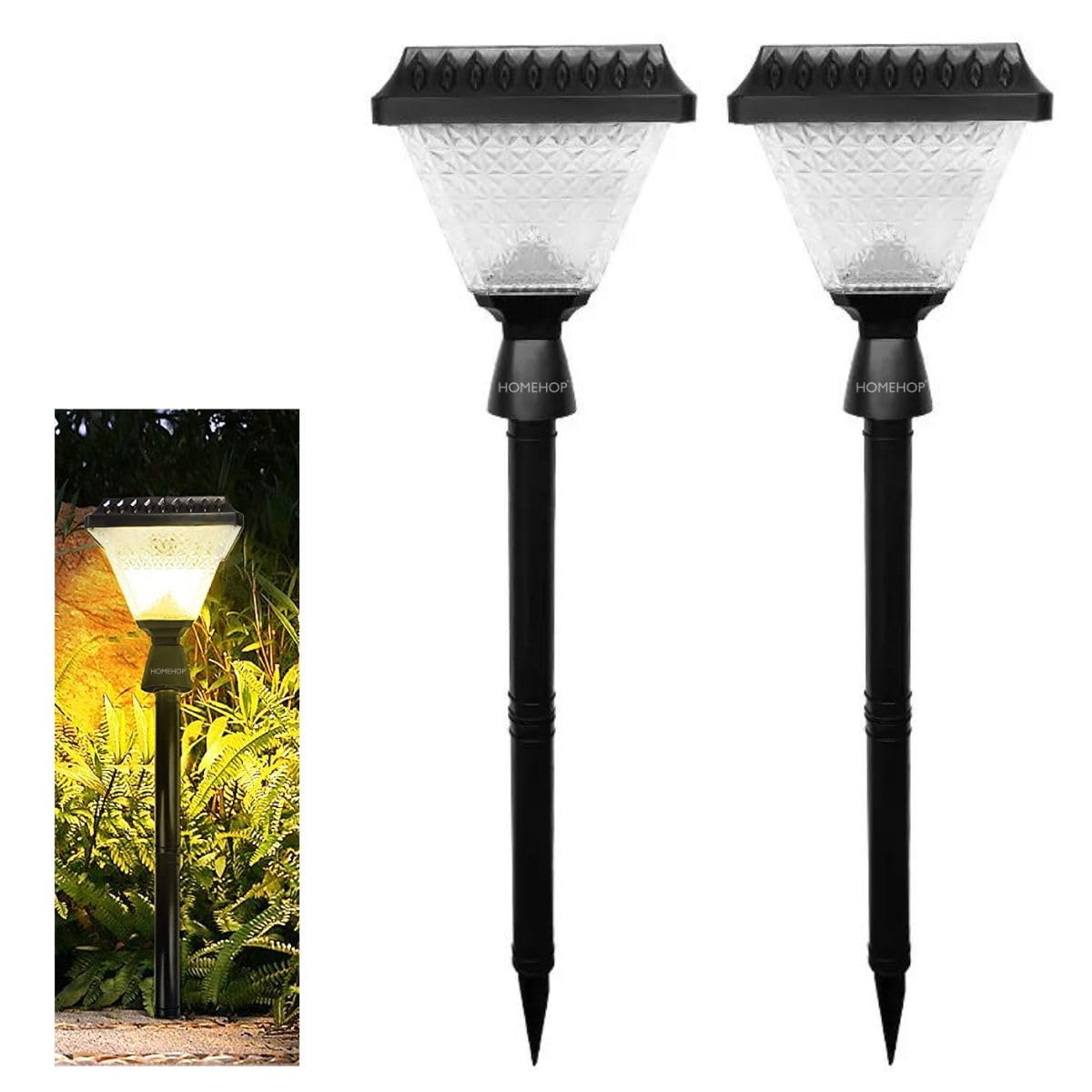 Homehop Solar Garden Light 10 LED Outdoor, Waterproof Pathway, Ground, Lawn, Decorative Bollard Lamp 2200mAh with Remote Control (ABS, RGB Pack of 2) (B0B7NSHRWG) Amazon Price History, Amazon Price Tracker