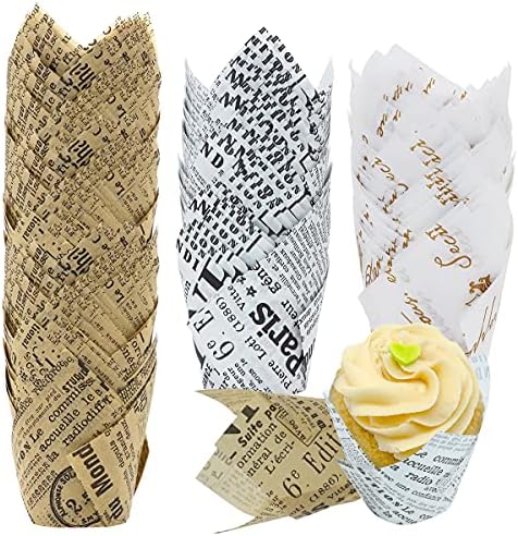 50-Pack Beige Cupcake Wrappers – Standard Size, Decorative Paper Collars For Parties & Events