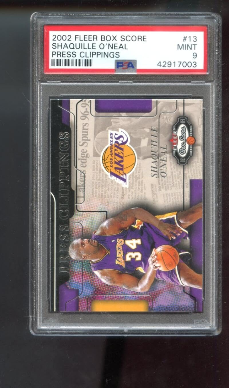 2002-03 Fleer Box Score Press Clippings #13 Shaquille O'Neal Shaq ONeal PSA 9 Graded Basketball Card NBA 02-03 2002-2003 Los Angeles Lakers INSERT