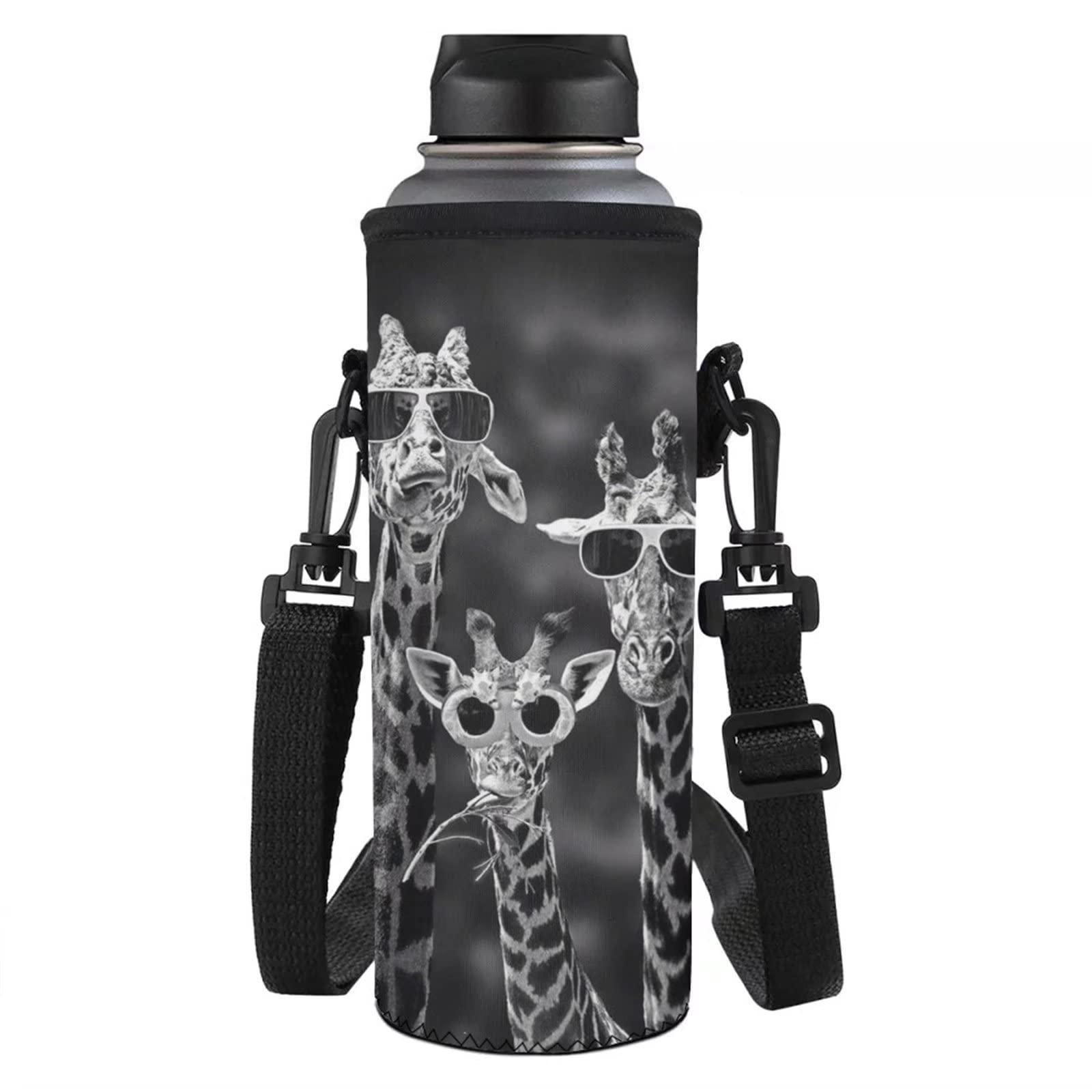 Jndtueit Water Bottle Carrier Bag,Animal Giraffe Print Neoprene Insulated Water Bottle Sleeve Cover Bag Case Adjustable — image 1