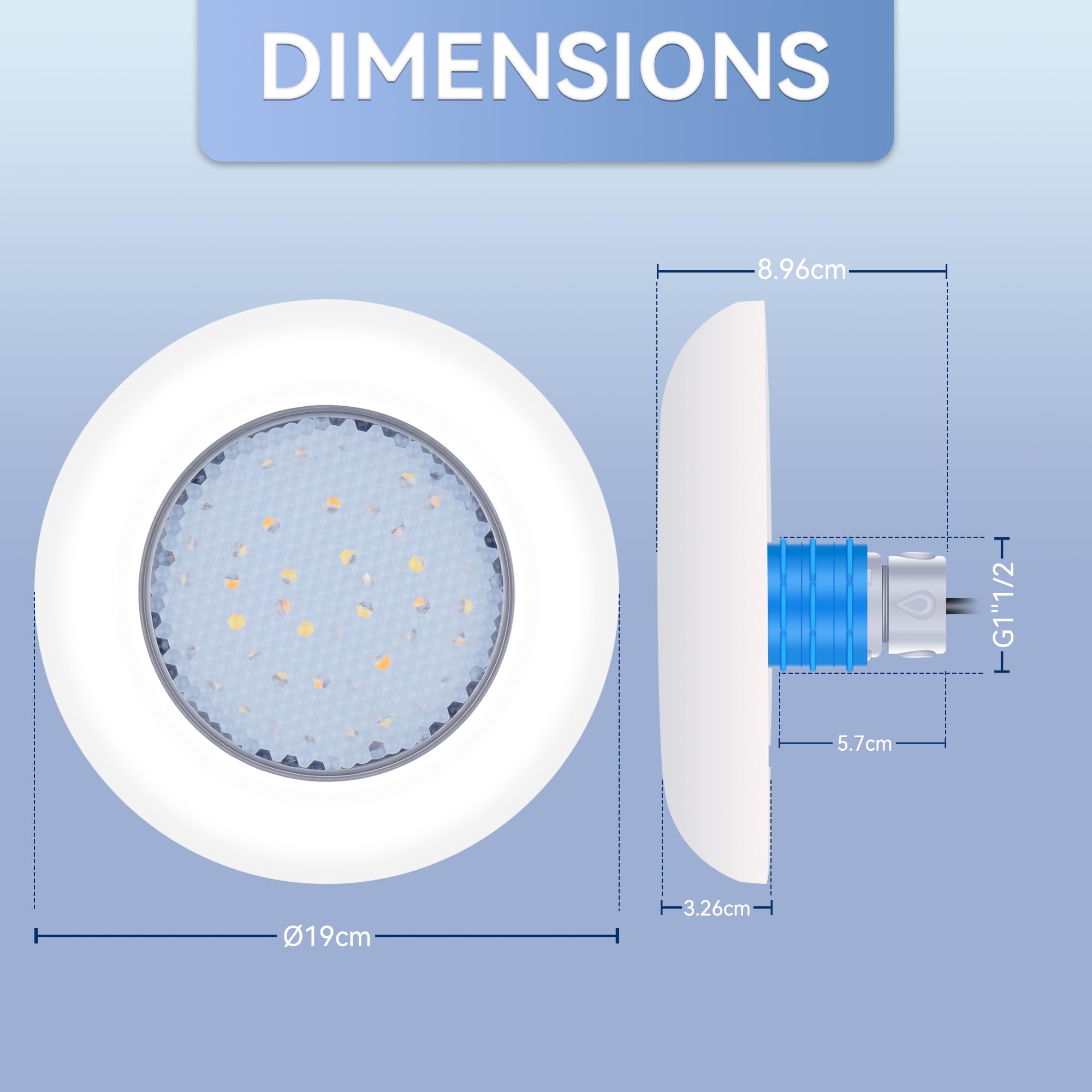 LyLmLe Foco LED Piscina con Rosca 1 1/2", 15W Proyector LED Piscina RGB Multicolor con Remoto y Controlador, Ø 190mm, 12V AC Lámpara Sumergible para Piscinas, Set 2