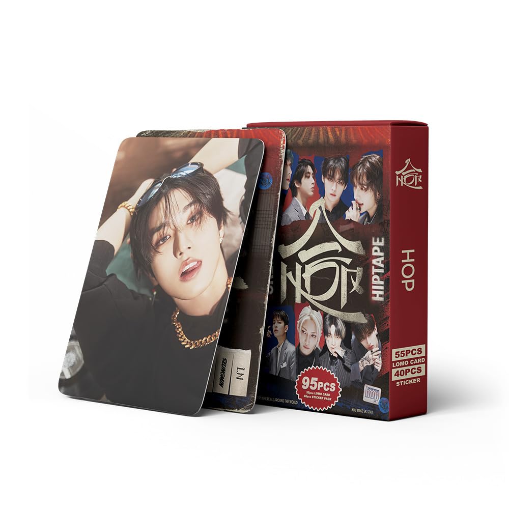 Tuyines Hop Stray Kids Photocards, 55Pcs Stray Kids Lomo Cards, 40Pcs Skz Stickers, Skz Photocards, Must-Have For Fans