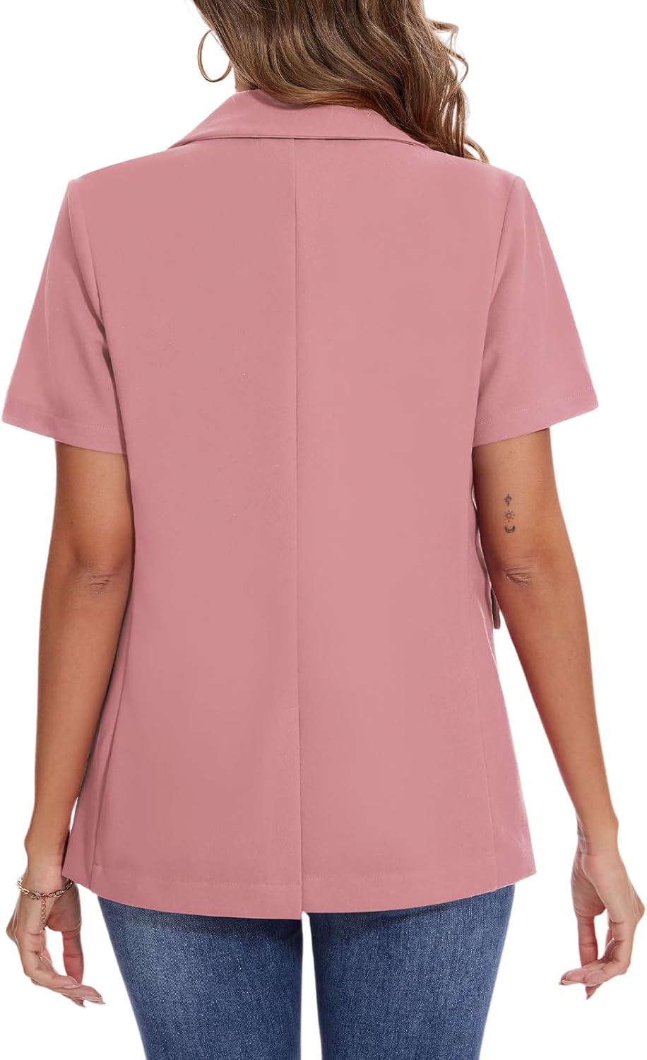 MINTLIMIT Women Short Sleeve Blazer Lightweight Button Front Business Jacket Notched Lapel Work Office Blazers with Pockets - Image 2