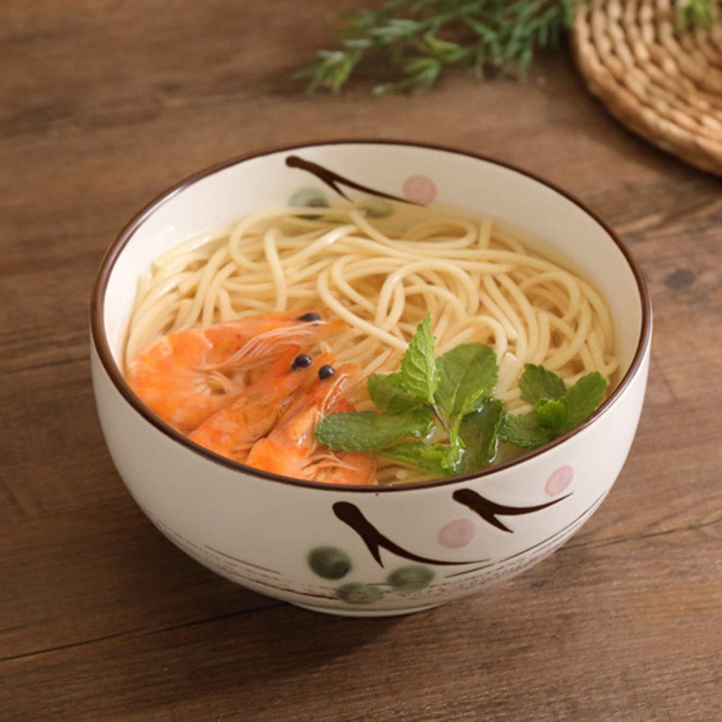 Keramikschale Mit Deckel Ramenschale Nach Japanischer Art Chinesische Restaurantschüssel Suppenschüssel Große Reisschale Mit Löffel, Essstäbchen (Color : Weiß, Size : A)