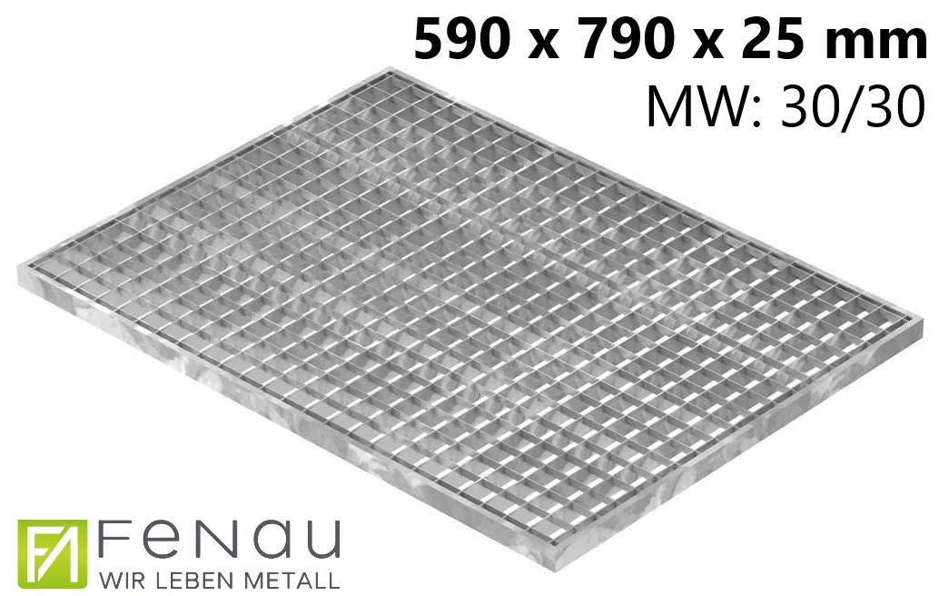 SPH Gitterrost Verzinkt 500x800 Mm – Mit Winkelzarge, Maschenweite 30x10 Mm, Gesamthöhe 23 Mm, Feuerverzinkt