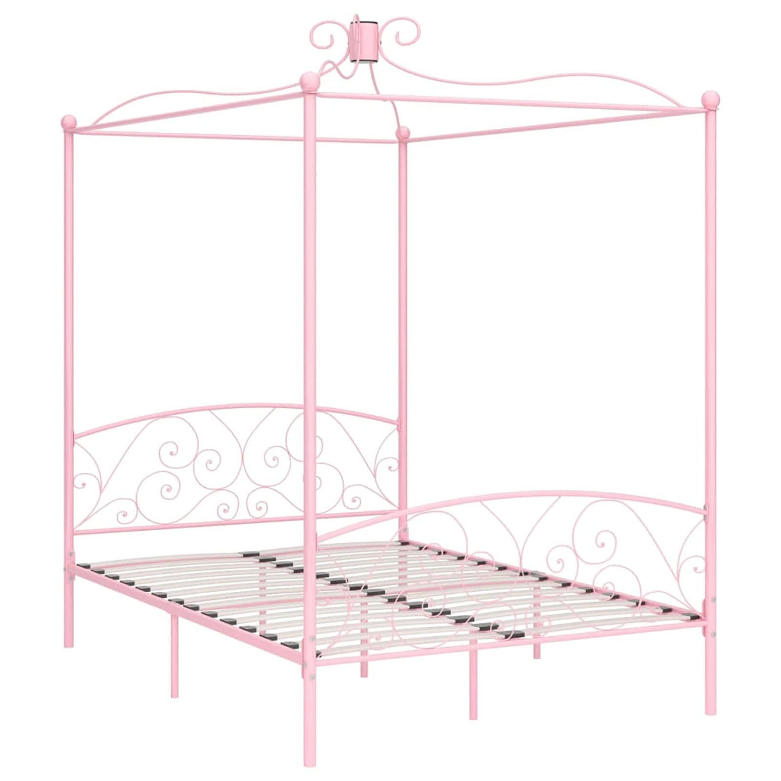 Himmelbett-Gestell Rosa Metall 140 x 200 cm Himmelstange Klemmen Betthimmel Stange Himmelbett Gestell Moskitonetz Halterung Bett