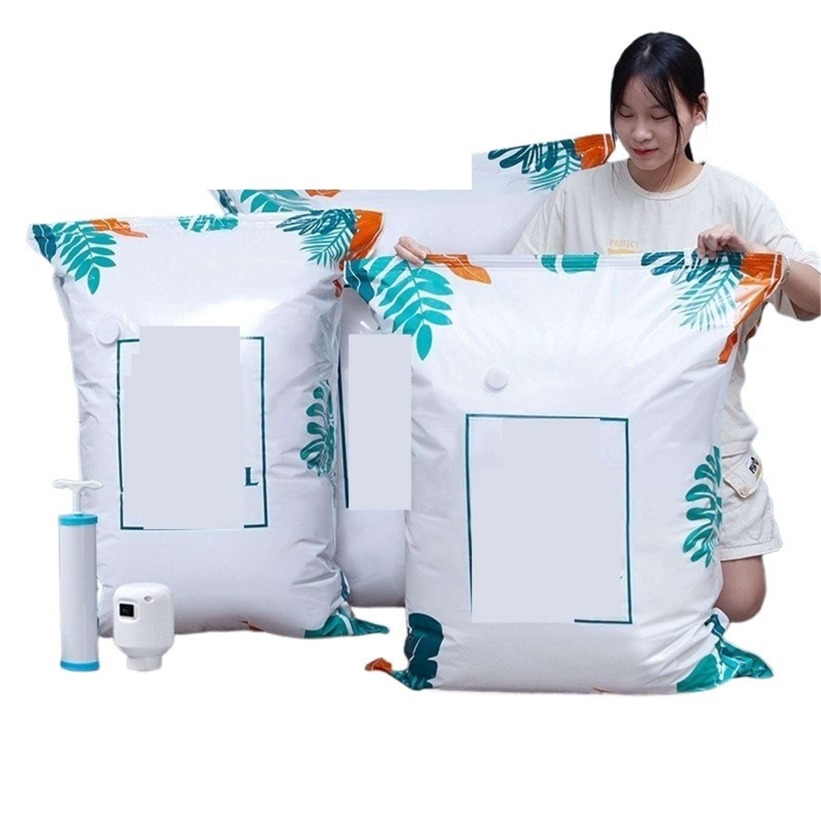 Space Saver Bags Vacuum Storage Bags With Manual Air Pump Multiple Sizes For Clothing Quilt(Manual air pump)