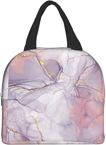 Miniatura 1 de Bolsa de almuerzo de mármol verde pintura abstracta aislada lonchera reutilizable bolsa de almuerzo portátil comida contenedor bolsa de mano para