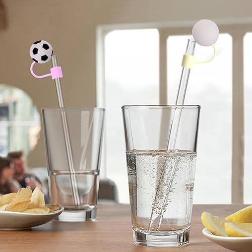 Miniatura 5 de Paquete de 7 adornos con popote con temática deportiva, fundas de silicona para Stanley Cup, 0.315 in (0.32 pulgadas), tapa de popote reutilizable