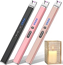 3 Pack Candle Lighter Long Reach, Electric Lighter USB C Rechargeable for BBQ Scented Candles, Electronic Flameless Pen Lighters, Gifts for Women