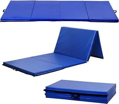 Portable Fitness Folding Mat 96"x48"x2" Anti-Tear Thick Foldable Crash Tumbing Mat for Small Space, Exercise, Gymnastics, Tumbing, Gym & Workouts, Easy to Store 4 x 8