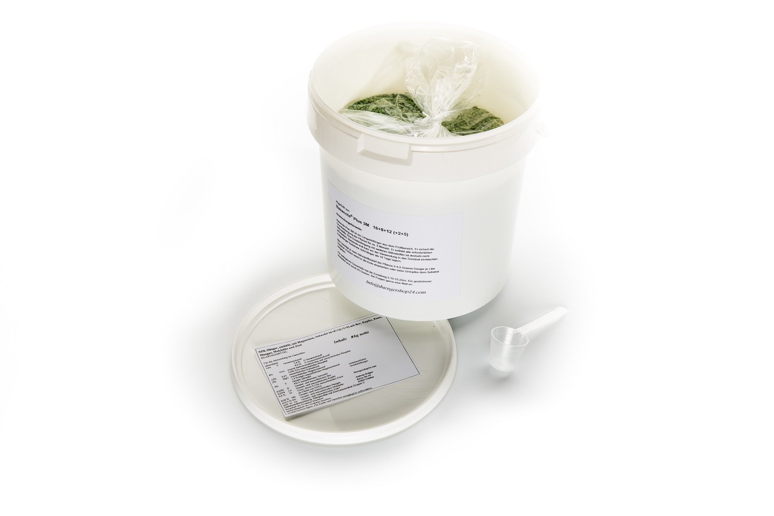 Basacote Plus 3M Langzeitdünger, NPK 16-8-12 (+2+TE), 5kg Dünger mit Dosierlöffel